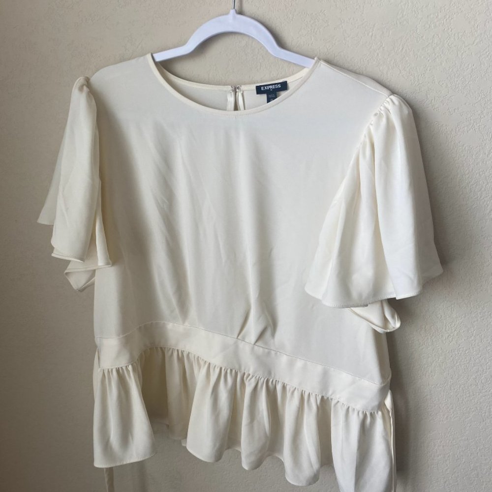 Express Cream Peplum Top, Size XL